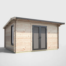 Load image into Gallery viewer, Apex Log Cabin 44mm (Off-Set) – Double Glazed uPVC Doors &amp; Windows-Eclipse Fencing
