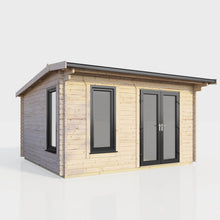 Load image into Gallery viewer, Apex Log Cabin 44mm (Off-Set) – Double Glazed uPVC Doors &amp; Windows-Eclipse Fencing
