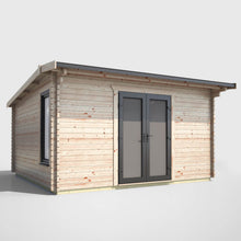 Load image into Gallery viewer, Apex Log Cabin 44mm (Off-Set) – Double Glazed uPVC Doors &amp; Windows-Eclipse Fencing
