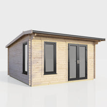 Load image into Gallery viewer, Apex Log Cabin 44mm (Off-Set) – Double Glazed uPVC Doors &amp; Windows-Eclipse Fencing
