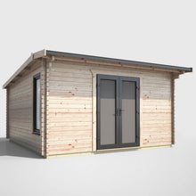 Load image into Gallery viewer, Apex Log Cabin 44mm (Off-Set) – Double Glazed uPVC Doors &amp; Windows-Eclipse Fencing
