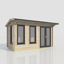 Load image into Gallery viewer, Apex Log Cabin 44mm (Off-Set) – Double Glazed uPVC Doors &amp; Windows-Eclipse Fencing
