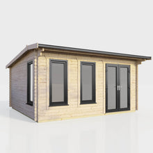 Load image into Gallery viewer, Apex Log Cabin 44mm (Off-Set) – Double Glazed uPVC Doors &amp; Windows-Eclipse Fencing
