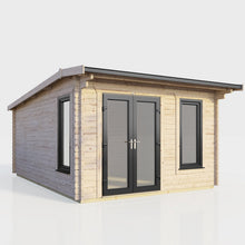 Load image into Gallery viewer, Apex Log Cabin 44mm (Off-Set) – Double Glazed uPVC Doors &amp; Windows-Eclipse Fencing
