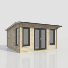 Load image into Gallery viewer, Apex Log Cabin 44mm (Off-Set) – Double Glazed uPVC Doors &amp; Windows-Eclipse Fencing
