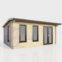 Load image into Gallery viewer, Apex Log Cabin 44mm (Off-Set) – Double Glazed uPVC Doors &amp; Windows-Eclipse Fencing
