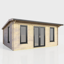 Load image into Gallery viewer, Apex Log Cabin 44mm (Off-Set) – Double Glazed uPVC Doors &amp; Windows-Eclipse Fencing
