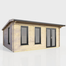 Load image into Gallery viewer, Apex Log Cabin 44mm (Off-Set) – Double Glazed uPVC Doors &amp; Windows-Eclipse Fencing
