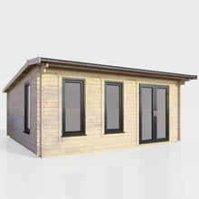 Load image into Gallery viewer, Apex Log Cabin 44mm (Off-Set) – Double Glazed uPVC Doors &amp; Windows-Eclipse Fencing
