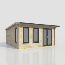 Load image into Gallery viewer, Apex Log Cabin 44mm (Off-Set) – Double Glazed uPVC Doors &amp; Windows-Eclipse Fencing
