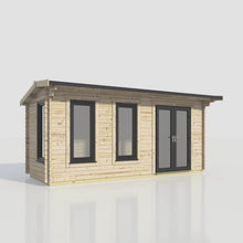Load image into Gallery viewer, Apex Log Cabin 44mm (Off-Set) – Double Glazed uPVC Doors &amp; Windows-Eclipse Fencing
