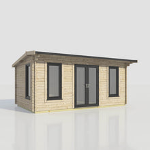 Load image into Gallery viewer, Apex Log Cabin 44mm (Off-Set) – Double Glazed uPVC Doors &amp; Windows-Eclipse Fencing
