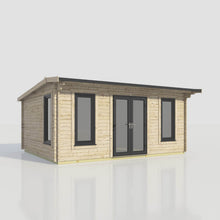 Load image into Gallery viewer, Apex Log Cabin 44mm (Off-Set) – Double Glazed uPVC Doors &amp; Windows-Eclipse Fencing

