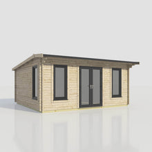 Load image into Gallery viewer, Apex Log Cabin 44mm (Off-Set) – Double Glazed uPVC Doors &amp; Windows-Eclipse Fencing
