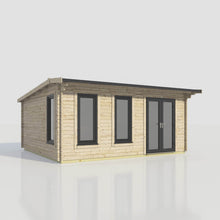 Load image into Gallery viewer, Apex Log Cabin 44mm (Off-Set) – Double Glazed uPVC Doors &amp; Windows-Eclipse Fencing
