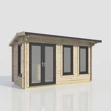 Load image into Gallery viewer, Apex Log Cabin 44mm (Off-Set) – Double Glazed uPVC Doors &amp; Windows-Eclipse Fencing
