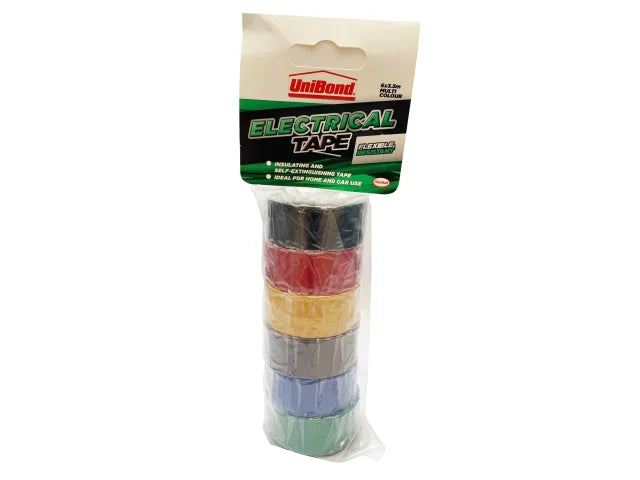 Electrical Tape 6 Colour Pack – 19mm x 3.5m for DIY & Professional Use-Eclipse Fencing