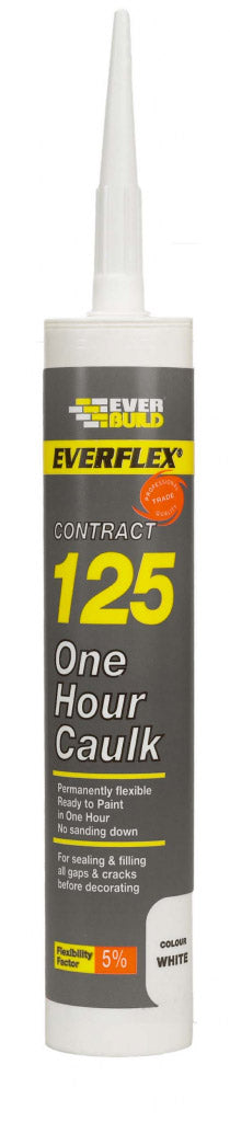 Everbuild 125 One Hour Caulk White – Fast-Drying, Flexible Sealant-Eclipse Fencing
