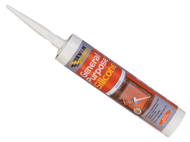 Everbuild General Purpose Silicone White 280ml – Fast-Curing, Flexible, Waterproof Sealant-Eclipse Fencing