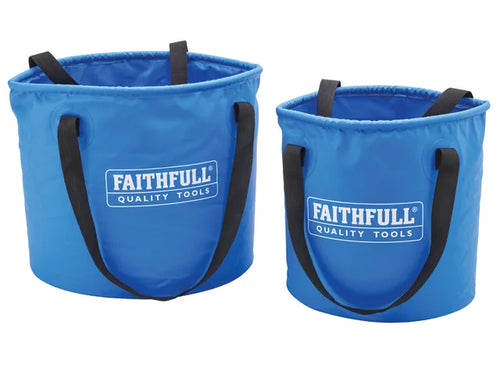 Faithfull 12L & 20L Collapsible Bucket Twin Pack – Durable, Lightweight, and Space-Saving-Eclipse Fencing
