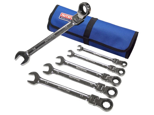 Faithfull 6-Piece Ratchet Combination Spanner Set – Flexible, Precise & Durable-Eclipse Fencing