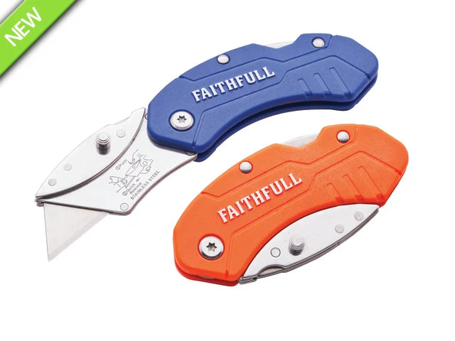 Faithfull XMS Folding Hi-Vis Utility Knife – Safe & Durable-Eclipse Fencing