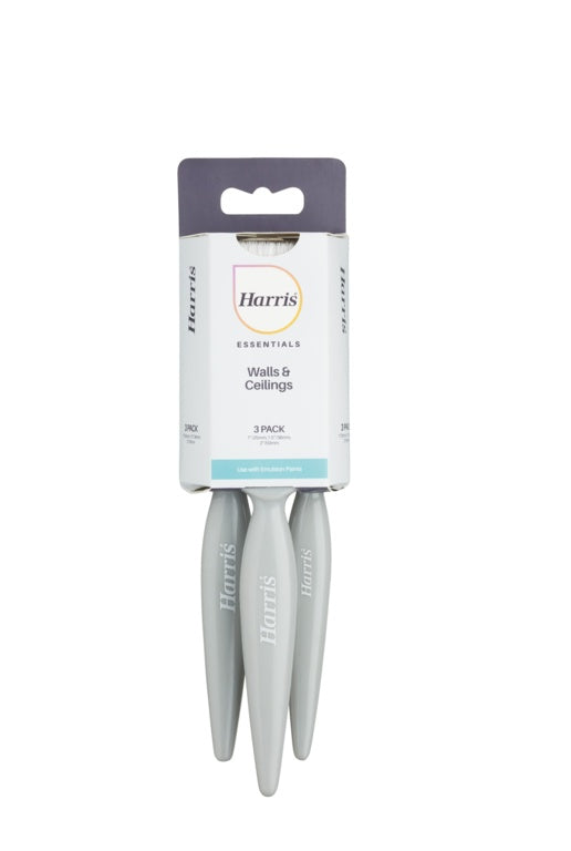 Harris Essentials Wall & Ceiling Paint Brush Set Pack 3-Eclipse Fencing