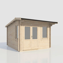 Load image into Gallery viewer, (Off-Set) Apex Log Cabin – 28mm Scandinavian Timber, Double Glazed, EPDM Roof, Made in Britain-Eclipse Fencing
