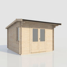 Load image into Gallery viewer, (Off-Set) Apex Log Cabin – 28mm Scandinavian Timber, Double Glazed, EPDM Roof, Made in Britain-Eclipse Fencing
