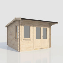 Load image into Gallery viewer, (Off-Set) Apex Log Cabin – 28mm Scandinavian Timber, Double Glazed, EPDM Roof, Made in Britain-Eclipse Fencing
