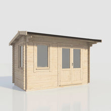 Load image into Gallery viewer, (Off-Set) Apex Log Cabin – 28mm Scandinavian Timber, Double Glazed, EPDM Roof, Made in Britain-Eclipse Fencing
