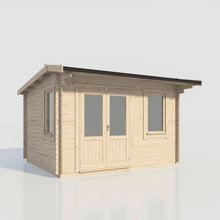 Load image into Gallery viewer, (Off-Set) Apex Log Cabin – 28mm Scandinavian Timber, Double Glazed, EPDM Roof, Made in Britain-Eclipse Fencing
