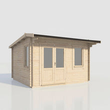 Load image into Gallery viewer, (Off-Set) Apex Log Cabin – 28mm Scandinavian Timber, Double Glazed, EPDM Roof, Made in Britain-Eclipse Fencing
