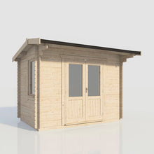 Load image into Gallery viewer, (Off-Set) Apex Log Cabin – 28mm Scandinavian Timber, Double Glazed, EPDM Roof, Made in Britain-Eclipse Fencing
