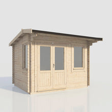 Load image into Gallery viewer, (Off-Set) Apex Log Cabin – 28mm Scandinavian Timber, Double Glazed, EPDM Roof, Made in Britain-Eclipse Fencing
