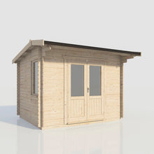 Load image into Gallery viewer, (Off-Set) Apex Log Cabin – 28mm Scandinavian Timber, Double Glazed, EPDM Roof, Made in Britain-Eclipse Fencing
