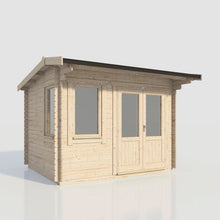 Load image into Gallery viewer, (Off-Set) Apex Log Cabin – 28mm Scandinavian Timber, Double Glazed, EPDM Roof, Made in Britain-Eclipse Fencing
