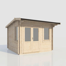 Load image into Gallery viewer, (Off-Set) Apex Log Cabin – 28mm Scandinavian Timber, Double Glazed, EPDM Roof, Made in Britain-Eclipse Fencing
