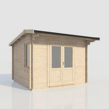Load image into Gallery viewer, (Off-Set) Apex Log Cabin – 28mm Scandinavian Timber, Double Glazed, EPDM Roof, Made in Britain-Eclipse Fencing
