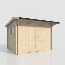 Load image into Gallery viewer, (Off-Set) Apex Workshop Log Cabin – 28mm Scandinavian Timber, Double Glazed, EPDM Roof, Made in Britain-Eclipse Fencing
