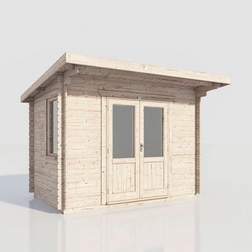 Pent Log Cabin – 28mm Scandinavian Timber, Double Glazed, EPDM Roof | Made in Britain-Eclipse Fencing