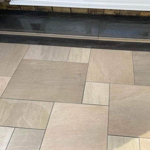 Raj Green Porcelain Paving – Mixed Sizes – Timeless Outdoor Garden Flooring-Eclipse Fencing