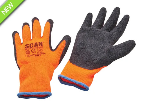 Scan XMS Dipped Thermal Latex Gloves – 3 Pairs | Warm, High-Visibility Hand Protection-Eclipse Fencing