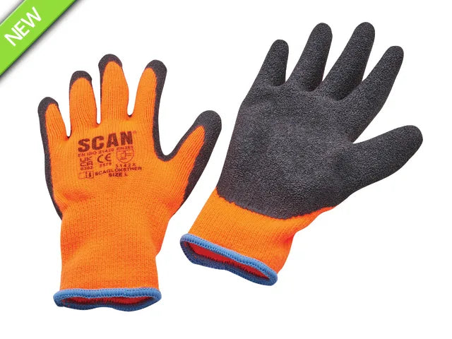 Scan XMS Dipped Thermal Latex Gloves – 3 Pairs | Warm, High-Visibility Hand Protection-Eclipse Fencing