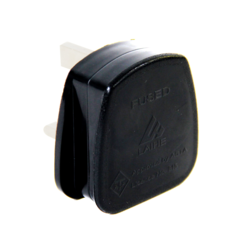 Securlec 3 Pin Nylon BS Plug, Fused 13A Black-Eclipse Fencing