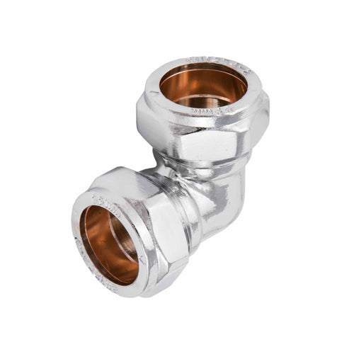 Securplumb Compression Chrome Elbow 15mm – Brass Plumbing Fitting-Eclipse Fencing