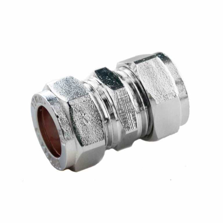 Securplumb Compression Chrome Straight Connector 15mm – Durable, Leak-Proof Plumbing Fitting-Eclipse Fencing