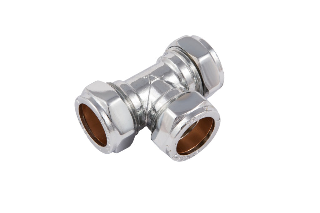 Securplumb Compression Equal Tee Chrome Plated 15mm-Eclipse Fencing