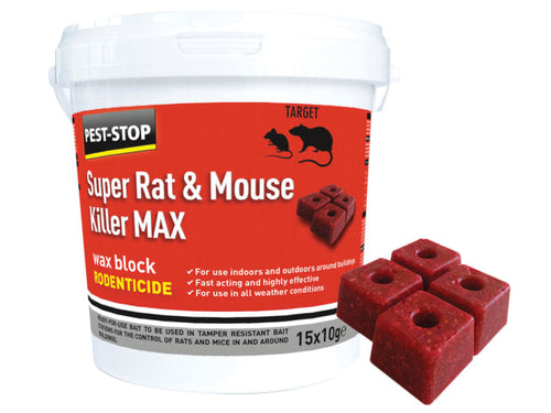 Super Rat & Mouse Killer MAX Wax Blocks – 15 x 10g Professional Rodent Baits-Eclipse Fencing