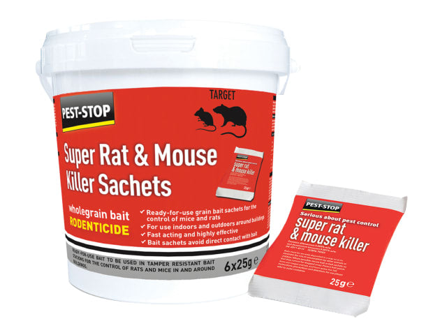 Super Rat & Mouse Killer Sachets – 6 x 25g Ready-to-Use Rodent Baits-Eclipse Fencing